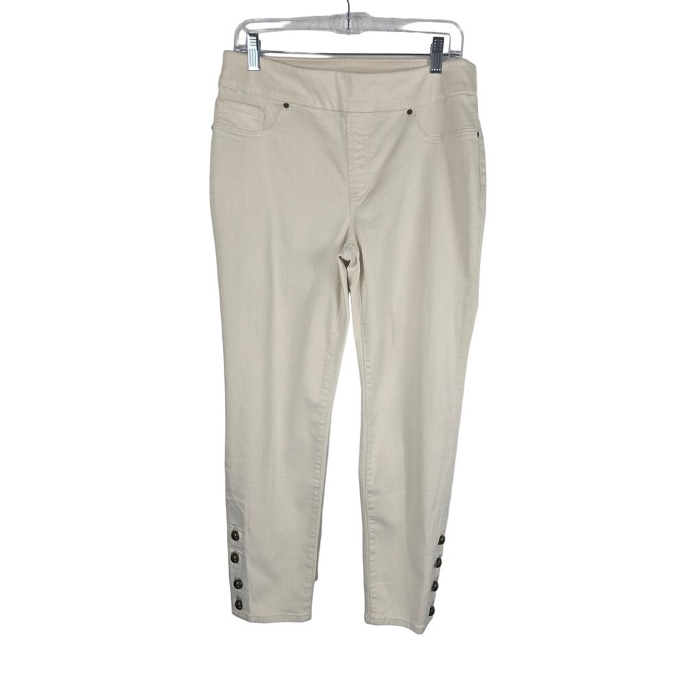 Chico's Pull On Jegging Ankle Beige Button Hem Design Women's 1R - 8